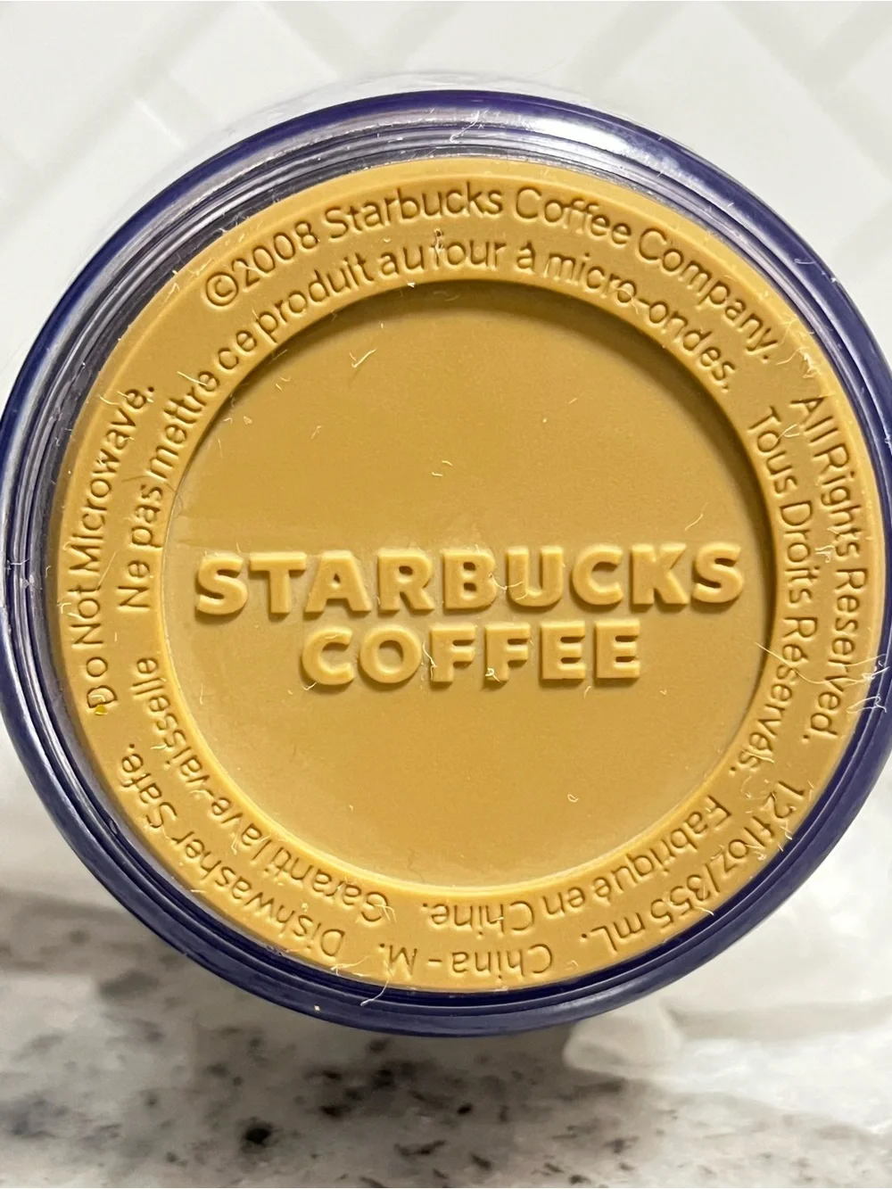 Starbucks Coffee 2008 Holiday Damask Deer Birds Travel Tumbler Gold 16 oz
